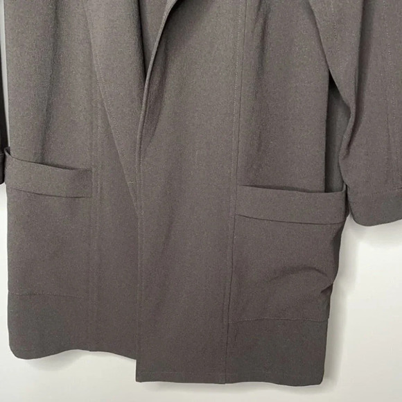 DR2 Oversized Open Blazer Black Textured Polyester Stretch Jacket Pockets S - Picture 4 of 11